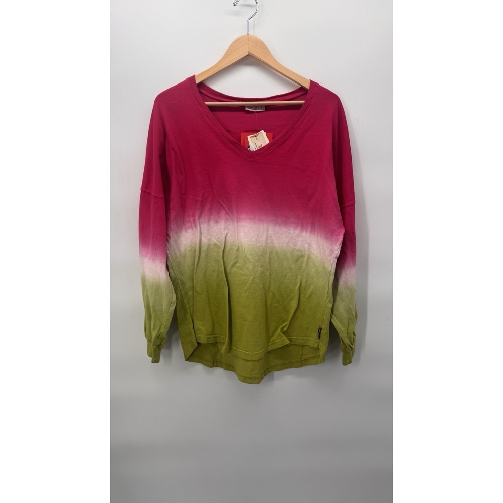 Ombre Pink Green Spirit Jersey Women's Med NEW Beaches Turks and Caicos V neck